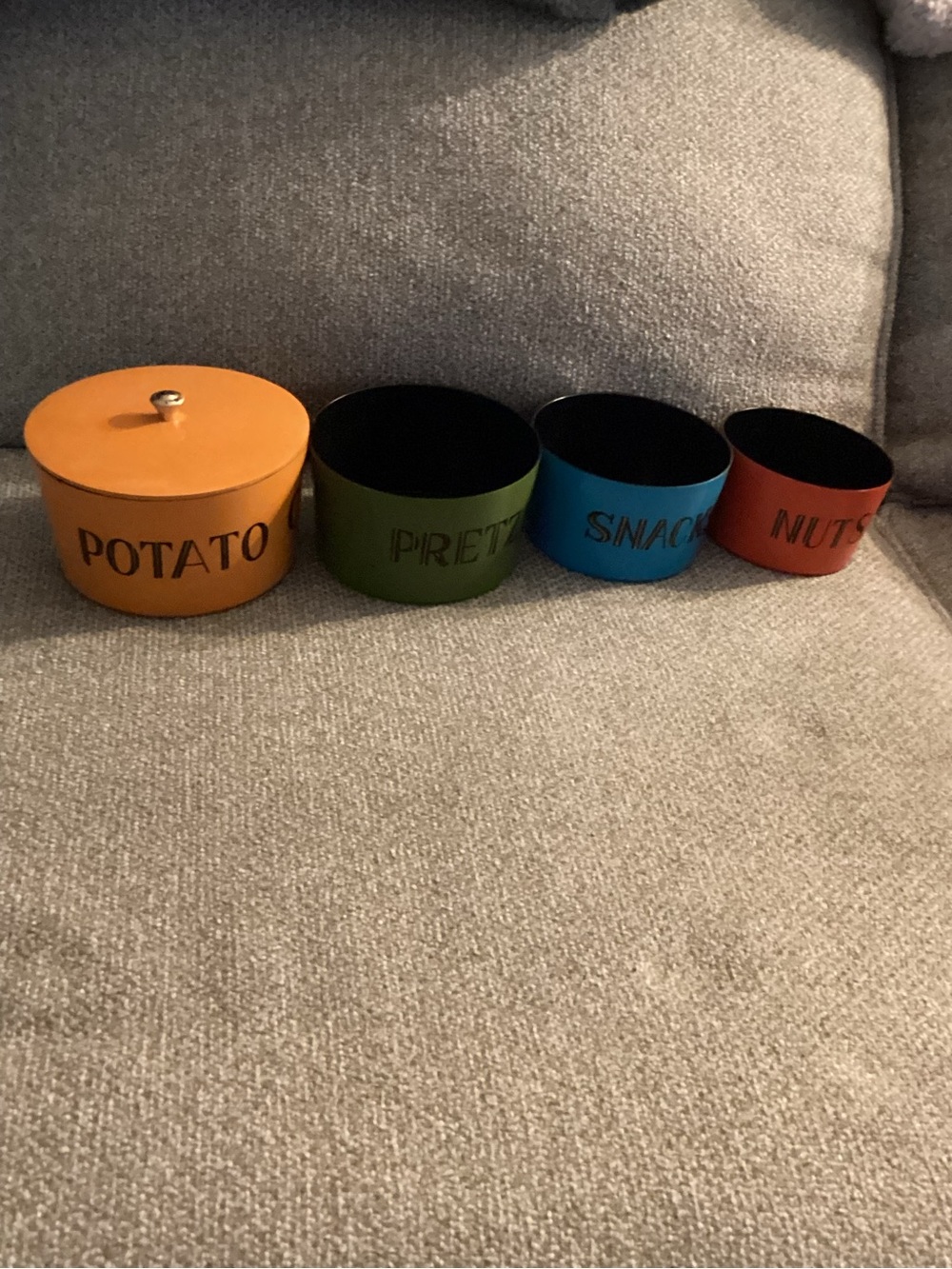 vintage Mid-Century Modern nesting snack bowls Potato, Pretzels, Snacks, Nuts